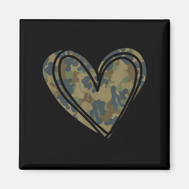 Camo Print Heart Valentines Day  Magnet (Framsidan)