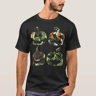 Camo Pumpkin Militical Lazy Easy Halloween T Shirt