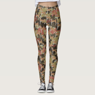 Camo Red & White Basenji Hund design Leggings