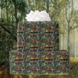 Camo Repeat NAMN Grattis på födelsedagen Gift Presentpapper
