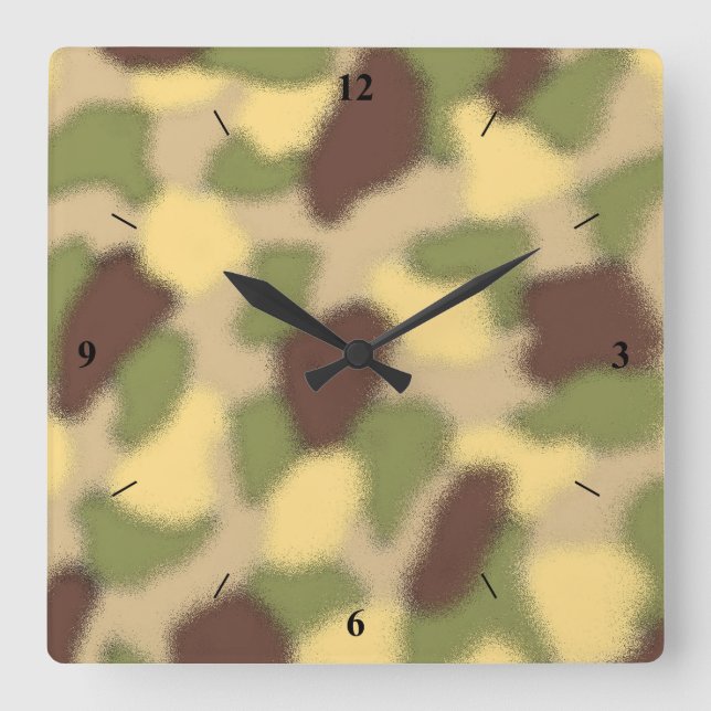 Camo Ripple Fyrkantig Klocka (Framsida)