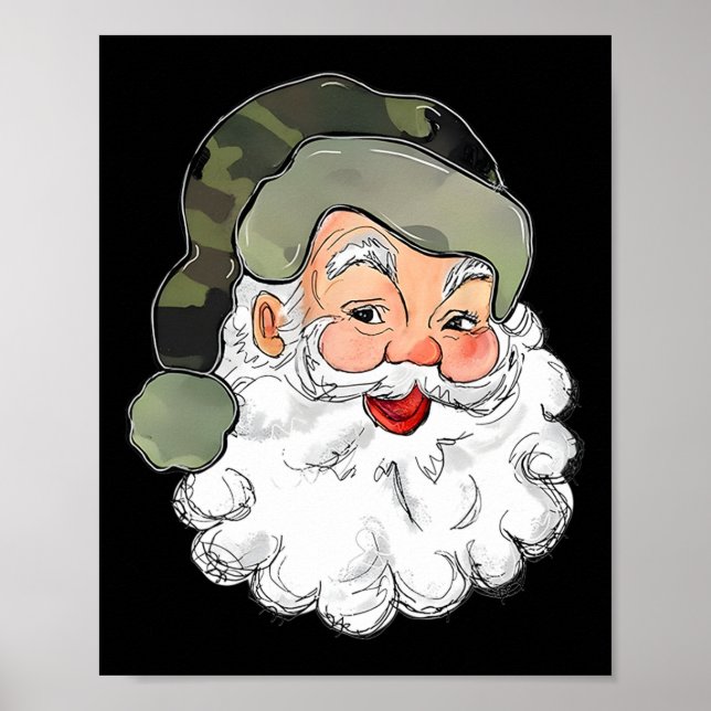 Camo Santa God jul Kids Camouflage Funny C Poster (Framsidan)