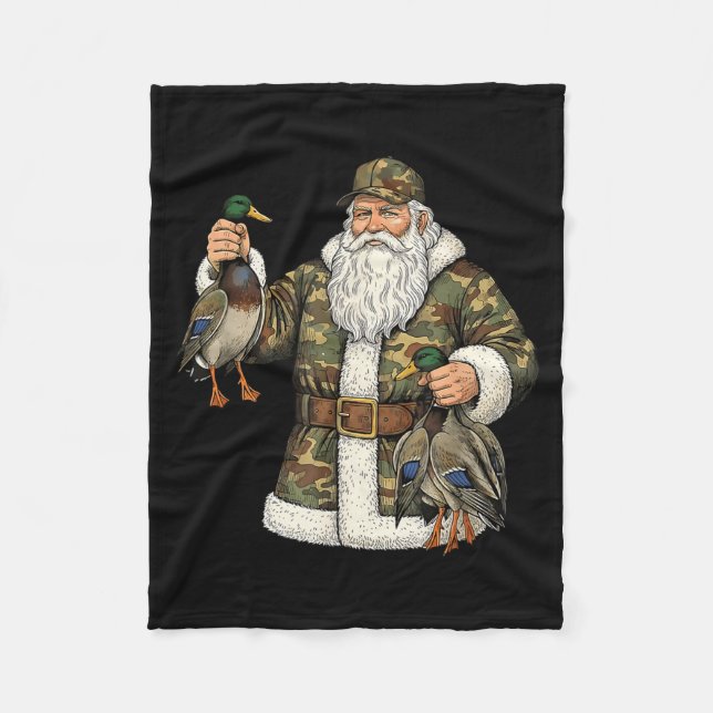 Camo Santa Mallard Duck Hunting Christmas Hunter G Fleecefilt (Framsidan)