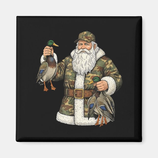 Camo Santa Mallard Duck Hunting Christmas Hunter G Magnet (Framsidan)