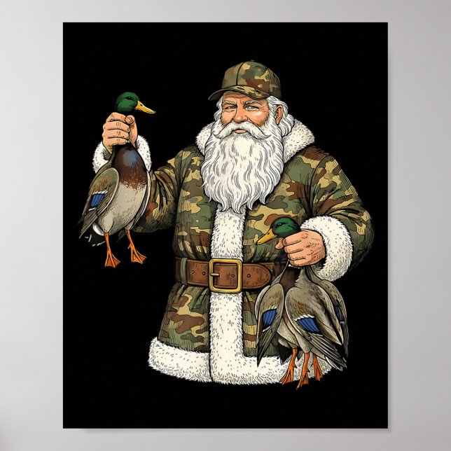 Camo Santa Mallard Duck Hunting Christmas Hunter G Poster (Framsidan)