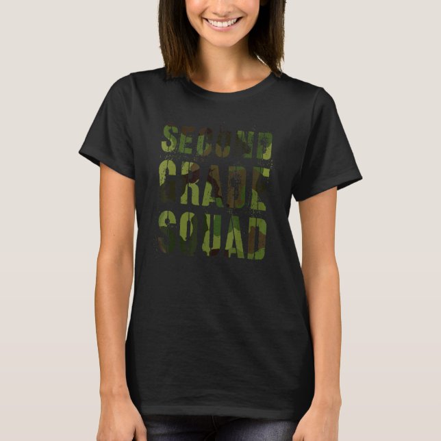 Camo Second Klass Squad Teacher Hej 2nd Grader V T Shirt (Framsida)