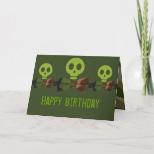Camo Skeleton Birthday Kort