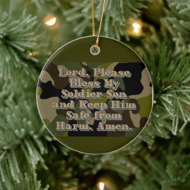 Camo Soldier Son Prayer Ceramic Ornament (Träd)