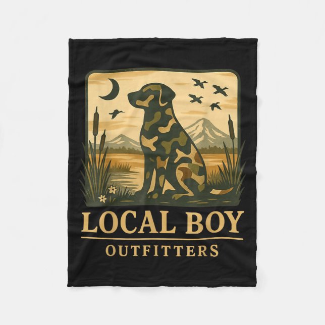 Camo Southern Local Boy Duck Hunting Black Lab Out Fleecefilt (Framsidan)
