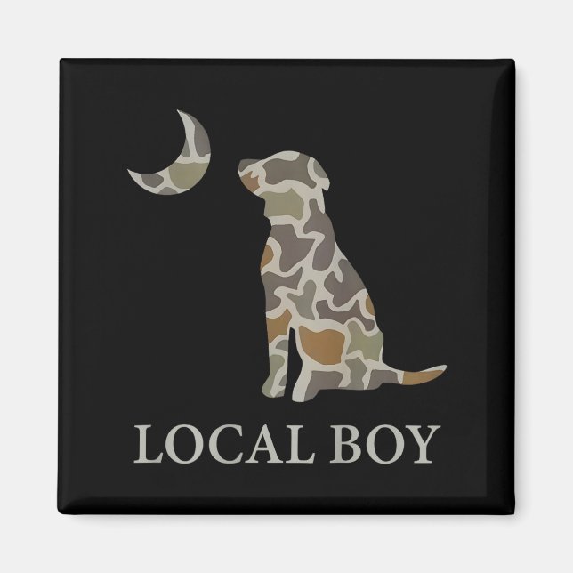 Camo Southern Local Boy Duck Hunting Black Lab Out Magnet (Framsidan)