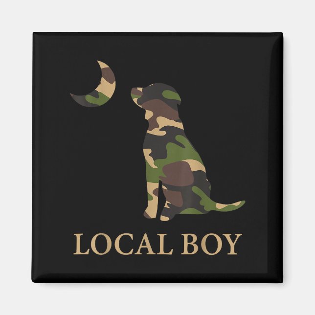 Camo Southern Local Boy Duck Hunting Black Lab Out Magnet (Framsidan)