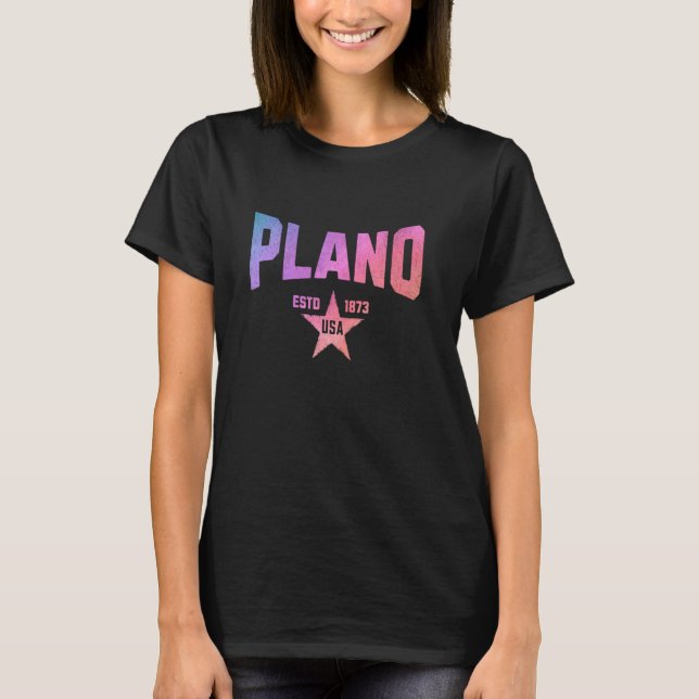 Camo Souvenir USA Star Plano Texas T Shirt (Framsida)