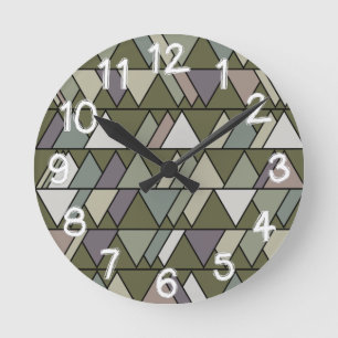 Camo Triangles Rund Klocka