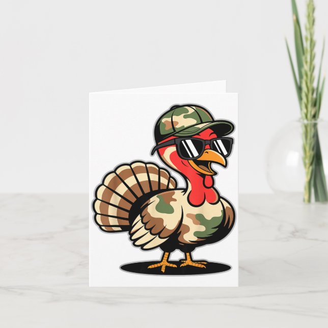 Camo Turkey Day Hunting Fall Thanksgiving  Kort (Framsida)