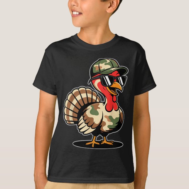Camo Turkey Day Hunting Fall Thanksgiving  T Shirt (Framsida)