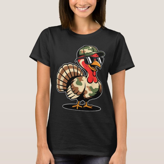 Camo Turkey Day Hunting Fall Thanksgiving  T Shirt (Framsida)