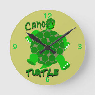Camo Turtle Clock Rund Klocka