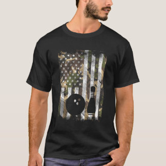 Camo Us Flagga Bowling Vintage Patriotic Bowlarear T Shirt