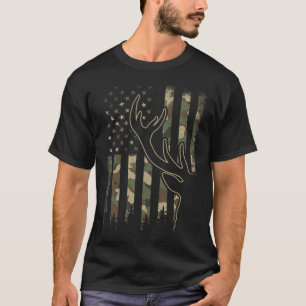 Camo Us Flagga Elk Buck Camouflage Hjort Hunting H T Shirt