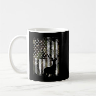Camo US Flagga Hjort Elk Buck Camoflage Hunting Hu Kaffemugg