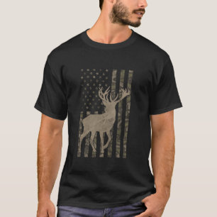 Camo US Flagga Hjort Elk Buck Camoflage Hunting Hu T Shirt