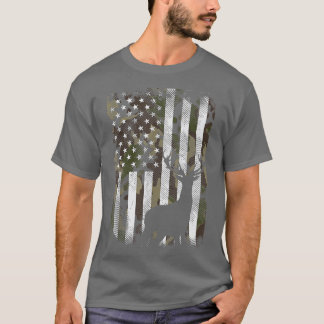Camo US Flagga Hjort Elk Buck Camoflage Hunting Hu T Shirt