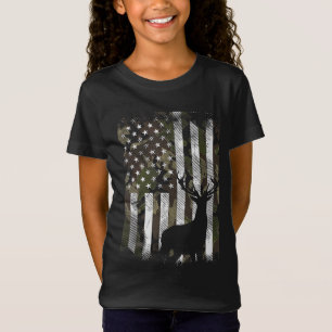 Camo US Flagga Hjort Elk Buck Camoflage Hunting Hu T Shirt