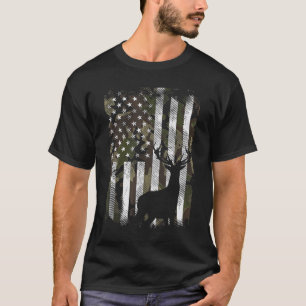 Camo US Flagga Hjort Elk Buck Camoflage Hunting Hu T Shirt
