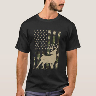 Camo US Flagga Hjort Elk Buck Camouflage Hunting H T Shirt