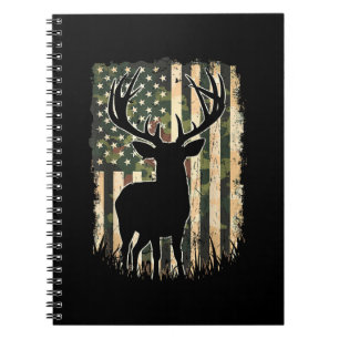 Camo US Flagga Hjort Hunting Camoflage Hunter Anteckningsbok