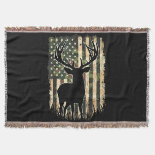 Camo US Flagga Hjort Hunting Camoflage Hunter Filt