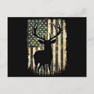 Camo US Flagga Hjort Hunting Camoflage Hunter Helg Vykort