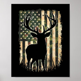 Camo US Flagga Hjort Hunting Camoflage Hunter Poster