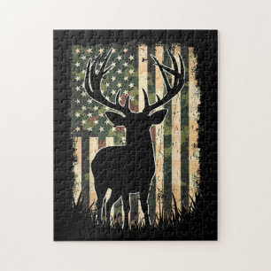 Camo US Flagga Hjort Hunting Camoflage Hunter Pussel