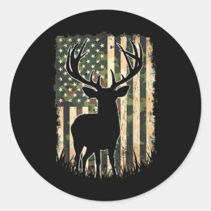 Camo US Flagga Hjort Hunting Camoflage Hunter Runt Klistermärke