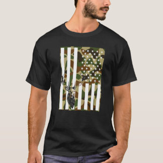 Camo US Flagga Hjort Hunting Hunting T Shirt