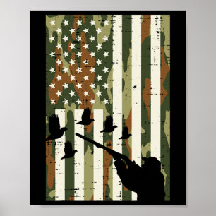 Camo Us Flagga Quail Pheasant Hunting Upland Hunt Poster