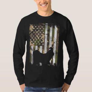 Camo Us Flagga Shih Tzu Vintage Patriotic Hundägar T Shirt