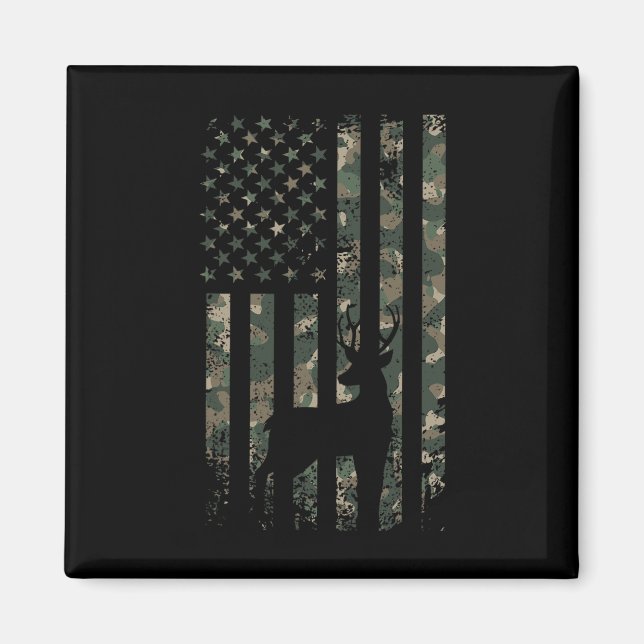 Camo Us Hjort Elk Buck Camouflage Hunting Hunt Magnet (Framsidan)