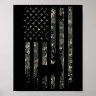 Camo Us Hjort Elk Buck Camouflage Hunting Hunt Poster