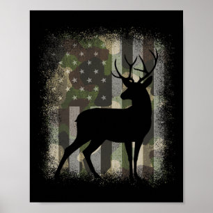 Camo Us Hjort Elk Buck Hunting Camouflage Hunt Poster