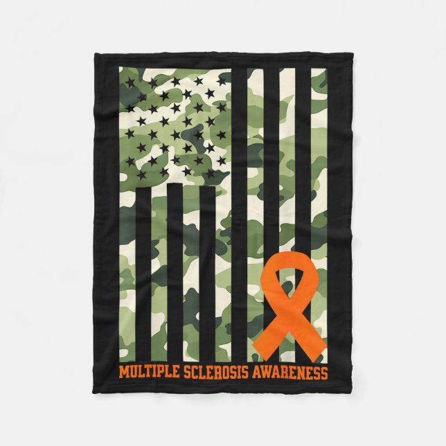 Camo Usa Flag Multiple Sclerosis Awareness Month M Fleecefilt (Framsidan)