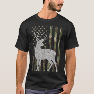 Camo USA flagga Hjort Elk Buck Camoflage Hunting H T Shirt