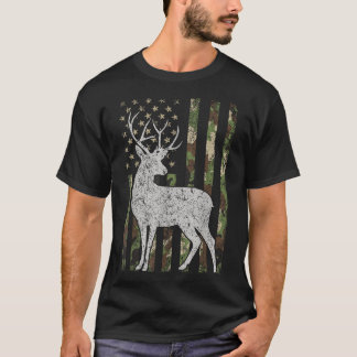 Camo USA flagga Hjort Elk Buck Camoflage T Shirt