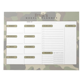 Camo Weekly Planner Anteckningsblock