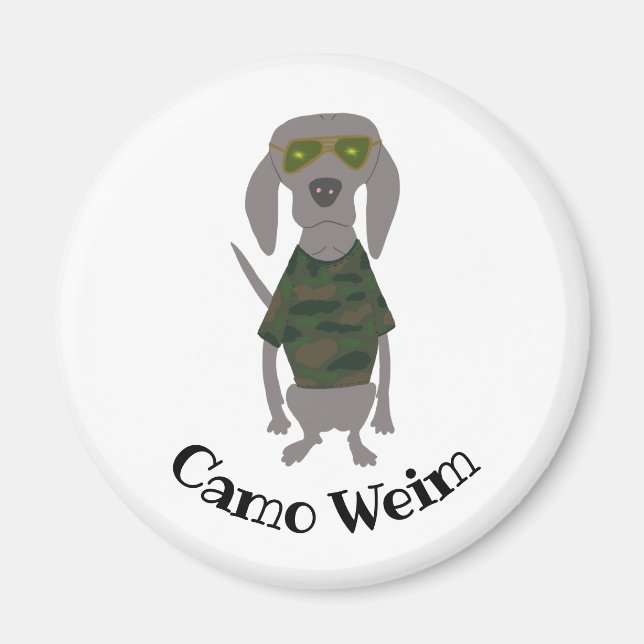 Camo Weim Weimaraner Grått Ghost Hund Magnet (Framsidan)