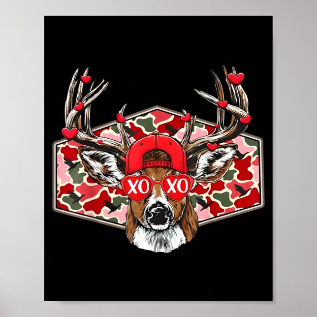 Camo Xoxo Valentine Buck Deer Hunting Season Famil Poster (Framsidan)