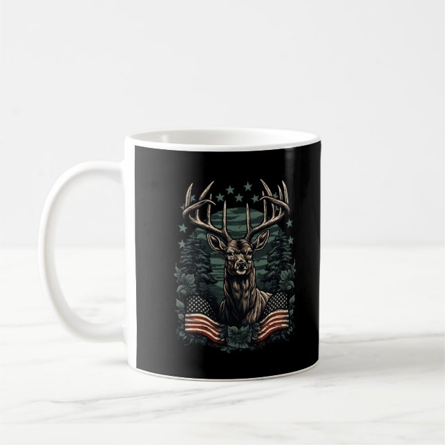 Camoflage American Flagga Antlers Hjort Hunting Lo Kaffemugg (Vänster)