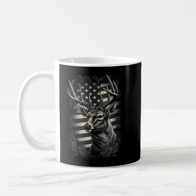 Camoflage American Flagga Antlers Hjort Hunting Ta Kaffemugg (Vänster)