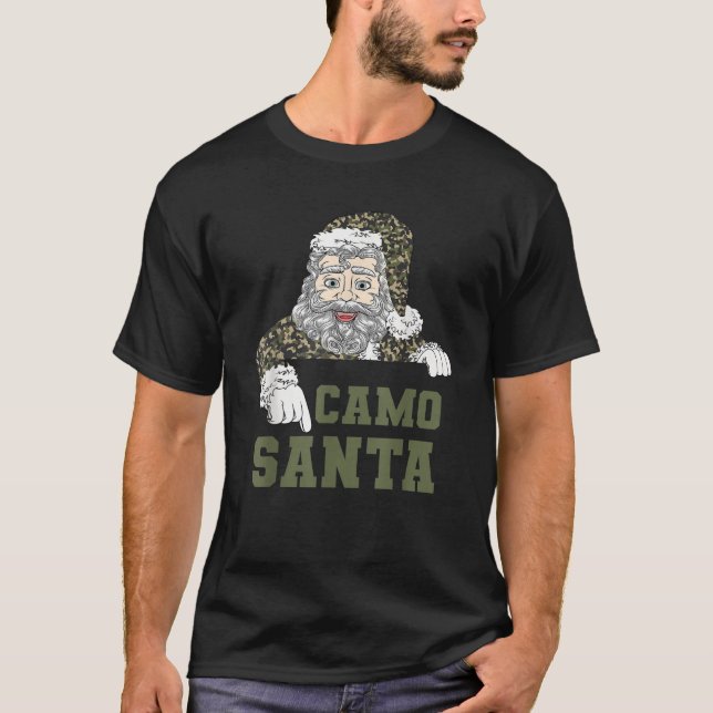 Camoflage Christmas Hunting Santa Camo Military Me T Shirt (Framsida)